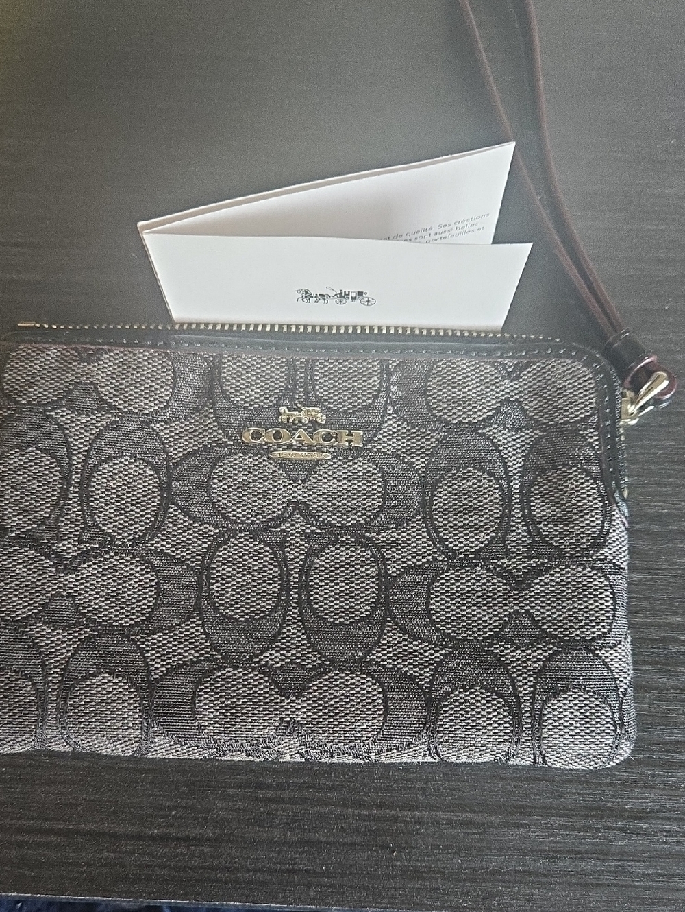 Coach Monogram Signature Wristlet - Black and Gray Perfecf Condtion - Picture 1 of 3